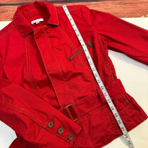 CAbi Red Belted Zip Front Utility Jacket Small - Picture 10 of 13